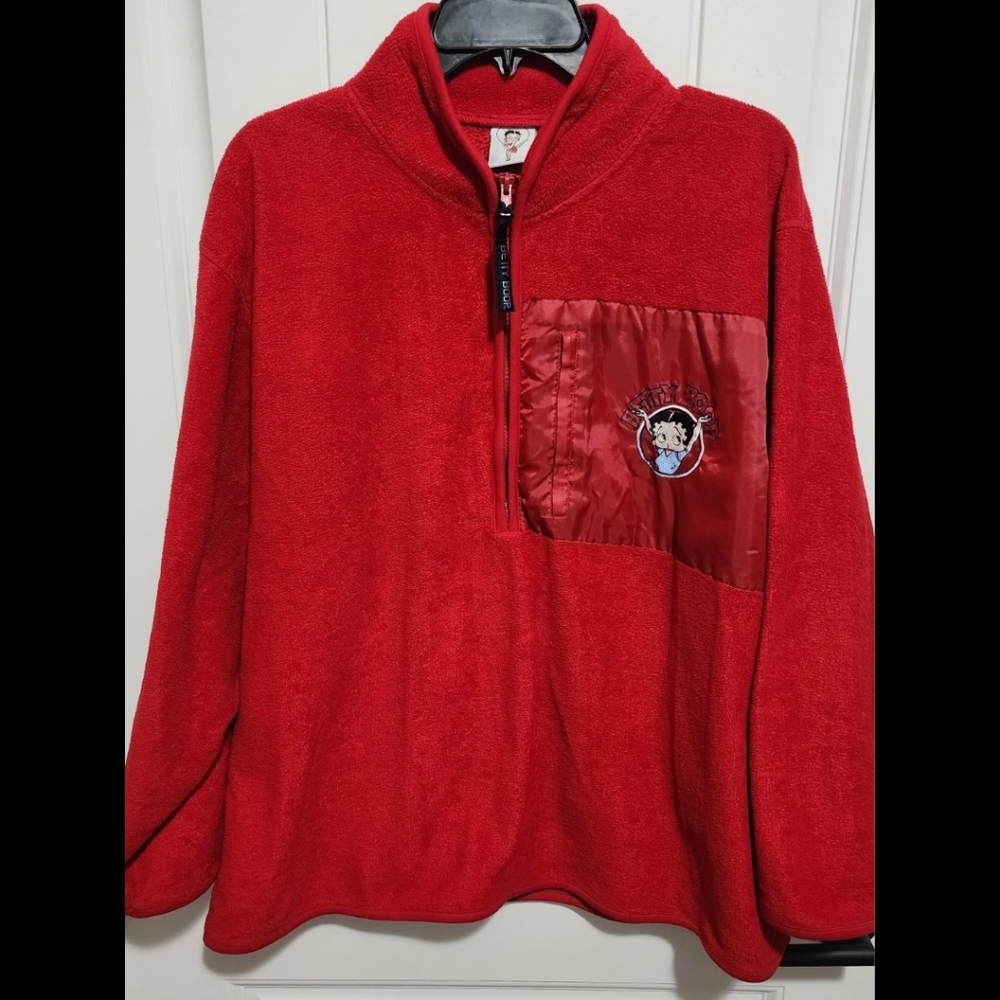 Betty Boop fleece 1/4 zip sweatshirt red XXL